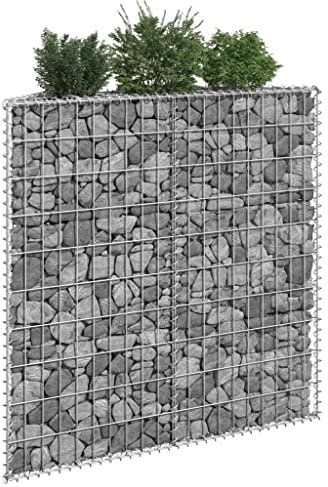 Gabionen-Hochbeet Trapezform aus Verzinktem Stahl, Stabil & Witterungsbeständig, für Garten & Terrasse, Maschenweite 10x5 cm, 100W x 20D x 100H cm