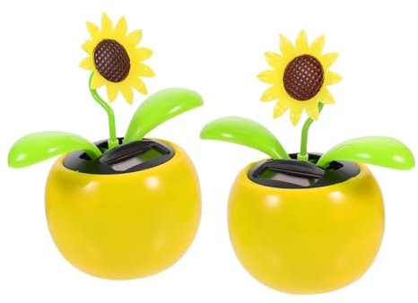 Gogogmee Blumen Solarbetriebene Automatische Tanzende Heimbüro Innenausstattung Dekoration Topfblume Solar Sonnenblume für Tanzspielzeugauto Armaturenbrett Solarblume Schwingende