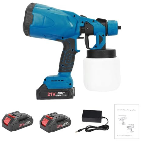 600W Cordless Paint Sprayer with 800ml Tank, 21V Electric Paint Spray, 3 Spray Patterns, 80 DIN Viscosity, Lightweight Paint Sprayers for Fences, Walls, Cars Blue