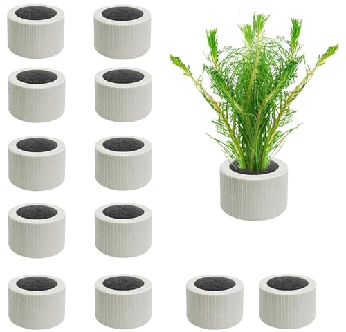 QoTang 12 anillos fijos para plantas acuáticas, anillos de cerámica para acuario, pesos para plantas, anillo de peces, tanque de cerámica, anillo de gravedad con planta, algodón, 4,5 cm