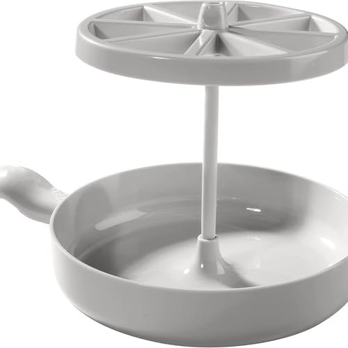 Forno Pizza Barbecue a microonde, grill a microonde, macchina per, pentole, teglia per, grasso con colino, teglie la preparazione della cucina, Teglia (White, 26X18X3. 7cm)