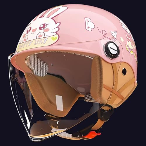 Casco De Moto Abierto, Casco Jet para Niños con Visera, Casco De Scooter Moderno para Niños Y Niñas De 3 A 12 Años, Casco De Moto De Medio Casco con Homologación ECE 22.06 D,45-55cm