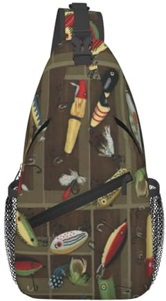 Fiskedrag stil tryck män kvinnor kors bröstväska diagonalt slunga gym resa axel crossbody ryggsäck