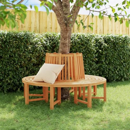 Generico Bancos para árbol semicirculares 2 uds. Ø160 cm madera maciza teca, bancos de jardín