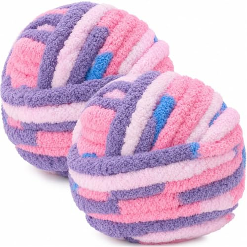 Bafeil Fluffy Chunky Wool for Hand Knitting & Arm Knitting, 500g Blueberry | Soft Jumbo Ice Yarn for Finger Crochet, Cushions, Rugs & Pet Beds, Washable 2CM Thick Polyester Yarn