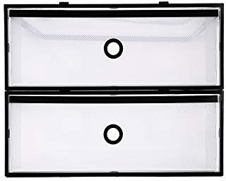 Periea 'Rosie' Pack of 2 Strong Plastic Shoe Storage Boxes with Drawers - Ideal for Storing Knee High Boots