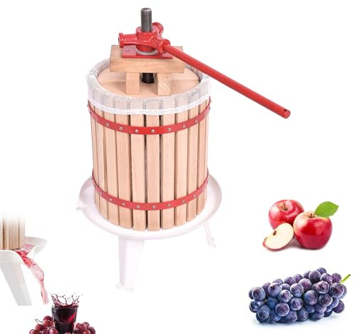 YRHome 18L Obstpresse Saftpresse Manuelle Fruchtpresse Weinpresse Beerenpresse Maischepresse Apfelpresse mit Pressnetz für Wein Obst Maische