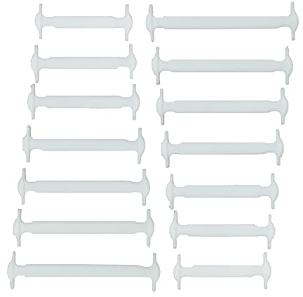 CCSOFTIME No-Tie Trainers Laces for Adults & Kids, Elastic Flat White Laces for Converse, Air Force Sneakers, Boots - Silicone Elasticated, Stretchy, Waterproof