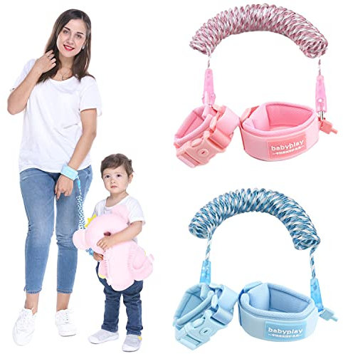 2 Pack Kinder Sicherheitsleine, Sicherheitsgeschirr Handschlaufe, Baby Anti-Verloren Gürtel mit Sicherheitsschloss360° Drehung Elastisches Drahtseil Atmungsaktiv Baumwolle Armgelenk Band