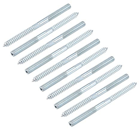 sourcing map Double Ended Screws (M10 Thread 140mm Long) 10pcs, Hanger Bolts Self-Tapping Double Sided Screws - for Home Repairs