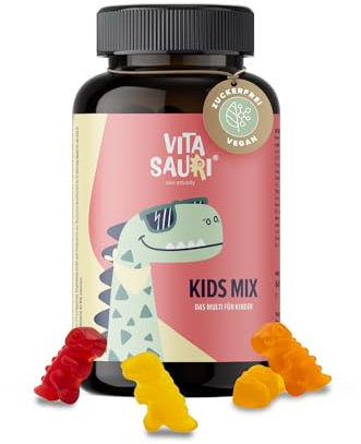 Vitasauri Kids Mix Vitamine für Kinder - Dino Fruchtgummis mit Vitaminen & Mineralien - zuckerfrei & lecker - hohe Bioverfügbarkeit - 60 Stück für 60 bzw 30 Tage - edubily nutrition®