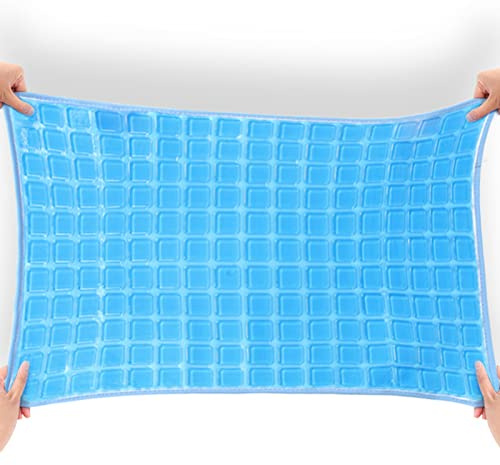 Dioche Cooling Gel Pillow Mat for Sleeping, Breathable Gel Cushion Pad with Non-Slip Straps, Soft Foldable Cooling Pillow Topper for Hot Sleepers, Home & Salon Use (22.8 x 15.7)