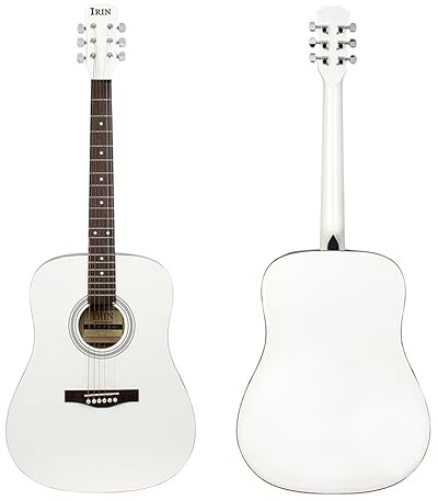 Akustische Gitarre, 41 Zoll Gitarre, Folk Gitarre, Erwachsene Anfänger Praxis Gitarre, Lindenholz Abgerundete Folk Akustikgitarre, Zupfinstrument, Gitarre Instrument, Akustikgitarre, Gitarre (Weiß)