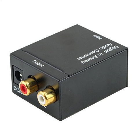 Qoekacy Toslink SPDIF digital till analog ljud koaxialomvandlare adapter med fiberkabel