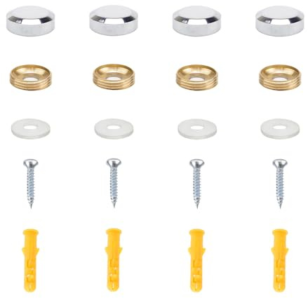 TIANLIN Spiegelschrauben, 4 Stück Silber Zierschrauben, 22mm Schrauben mit Abdeckkappe, Schraube mit Kappe, für Spiegeltisch Waschtisch Schrank Glasschild