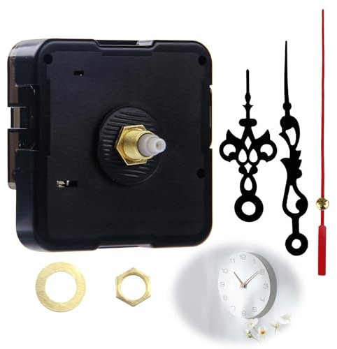 Funk Uhrwerk Set mit 3 Metallzeigern, Super Leises Quarz-Uhrwerk für DIY Wanduhr, Ersatz-Uhrwerk mit langer Achse, Uhr Reparatur Ersatzteile Zubehör für rahmenlose 3D Wanduhren, Basteluhren und mehr