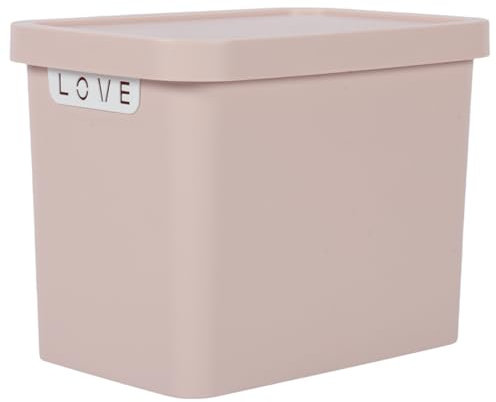 Jolie Max Plastic Storage Box with Lid, 12.5L, Solid Matte Colour, Decorative Design, Stackable & Nestable Space-Saving Organizer for Home, Office, Bedroom, Kitchen – 31.5 x 21.5 x 24 cm (PINK)