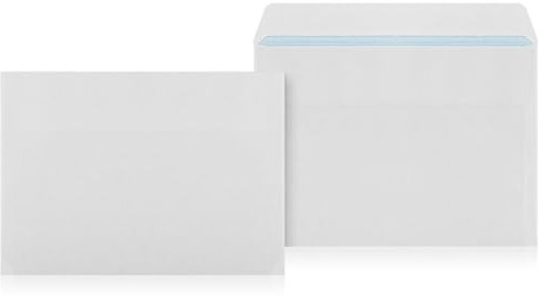 LOGIC PACK 1000 Briefumschläge ohne Fenster DIN C6 Umschläge Weiß haftklebend 114 x 162 mm 75g/m² Papierumschläge Kuvert C6
