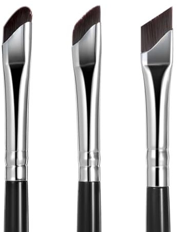 Pennello per eyeliner, 3 pezzi, pennello angolato per sopracciglia, piatto, ultra sottile, pennello per correttore, pennelli per trucco occhi, strumento cosmetico per eyeliner, sopracciglia, palpebre