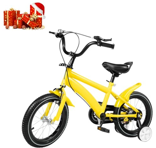 DHQCQL 14-tums barncykel, justerbar barncykel med kedjeskydd, cyklar för barn från 2 till 6 år, presenter till pojkar och flickor