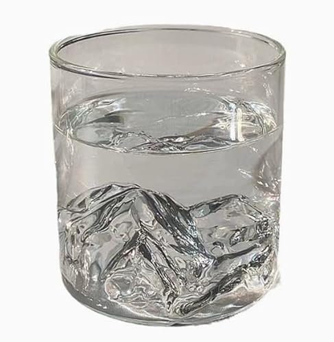 LEKEFETO Vasos de Whisky 200 ml - Set de 4 Irregulares Con Montañas y Picos, Elegante para Bourbon, Ron, Barbacoa