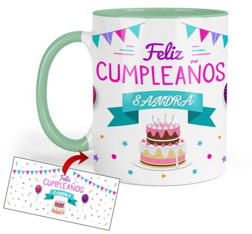 Kembilove® Taza Feliz Cumpleaños Personalizada con Nombre | Diseño Alegre y Festivo | Regalo Original para Mujeres, Hombres o Niños | Taza Cerámica 330ml | Personaliza y Sorprende