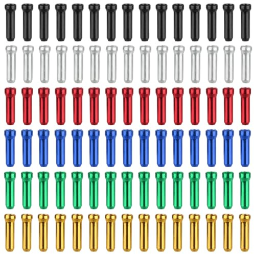 TRKETK 90 Piezas Tapa de Cable de Freno Casquillos Metálicos Multicolor Tapa de Cable de Freno para Bicicleta de Aleación de Aluminio Extremos de Línea para Cambio Bicicleta de Montaña Accesorios