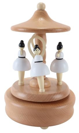 Gurtt Wooden Music Box with Ballerina, Windup, Mechanism, Musical Craft, Wooden Music Box, in D Major, for Birthday, Valentine's Day, Christmas