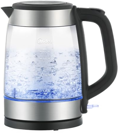 Midea - Hervidor de cristal de 1,7 l, sin BPA