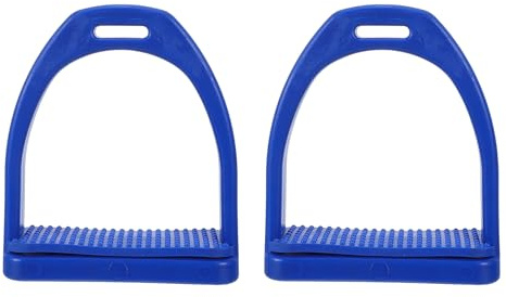 SOIMISS 2pcs English Saddle Safety Stirrups with Non-slip Blue Rubber Pads, Large Plastic Equestrian Stirrups for Knee and Ankle Protection, Standing Horse Riding Equipment