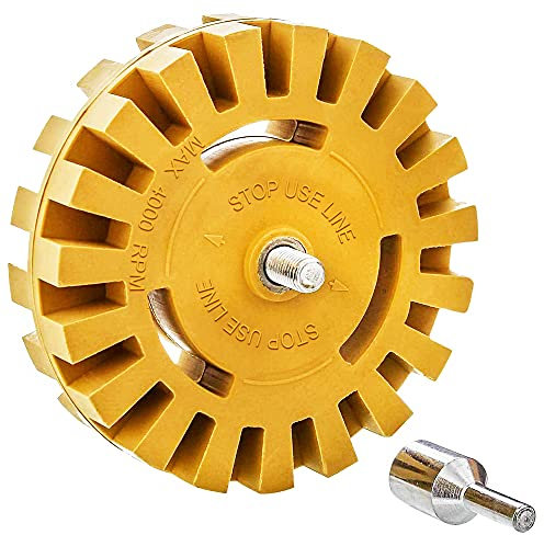 CANOPUS Top Qualität Extra Dick 26mm Folienradierer mit Adapter 10cm-Dia Gummi Radierscheibe Rad Folienradier, Aufkleber Entferner Folienentferner Klebstoffentferner Kleberadierer Radiergummi Auto