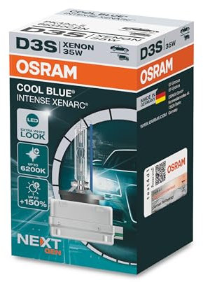 OSRAM XENARC COOL BLUE INTENSE D3S, +150% più luminoso, fino a 6.200K, lampadina allo xeno, look LED, astuccio (1 lampada)