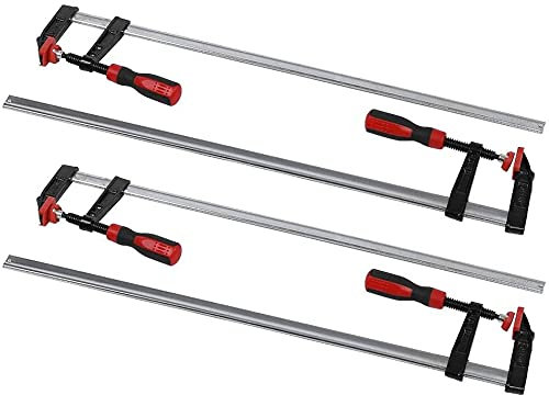 4pcs Serre-joints à barres 80 x 600mm, Serre-joint à vis en fonte F Pince à bois avec poignée antidérapante pour le travail du bois et la barre en acier DIY Kit d'outils à main