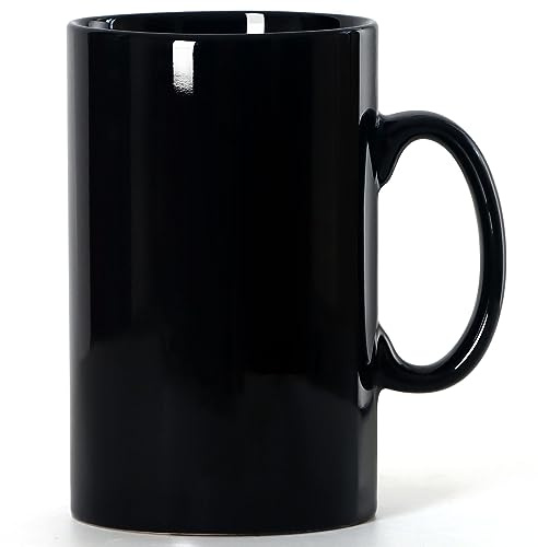 Smilatte 850ml Extra große Keramik Kaffeetasse, M017 Classic Porzellan Super Grosse Tasse Big Teetasse mit Griff für Büro und Zuhause, Schwarz