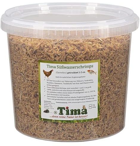 Tima Süßwasserschrimps 1 kg (Garnelen) getrocknet 1-2 cm im praktischem Eimer mit Deckel