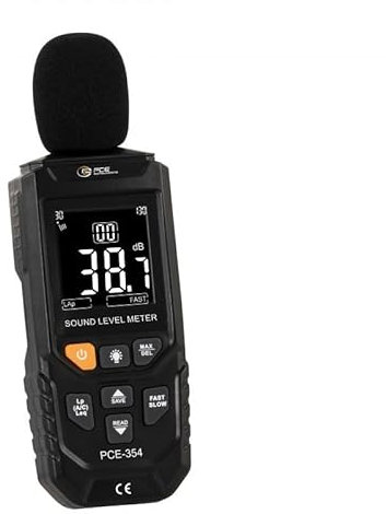 PCE Instruments Decibelímetro integrador PCE-354 / Medición Peak/Ponderación de frecuencia A y C/Rango: 30 ... 130 dB/Función MAX-Hold/Memoria para 99 valores/Pantalla con retroiluminación