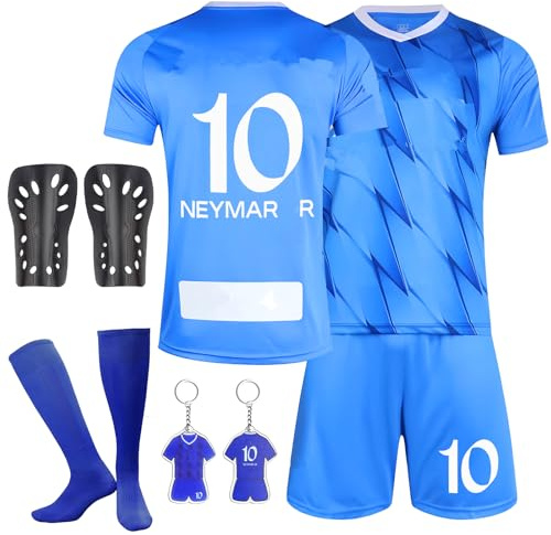 Kids' Football Training Kit - Jersey, Shorts, Socks, Guard Plate, and Keychain - 2023/24 Home and Away Kits - Sports Gifts for Boys and Girls