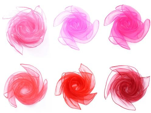 Whakano Lot de 6 serviettes de jonglage carrées en mousseline de soie, serviettes de danse, serviettes de danse, serviettes de gymnastique, foulards pour la danse, la jonglage, les sensoriels, les