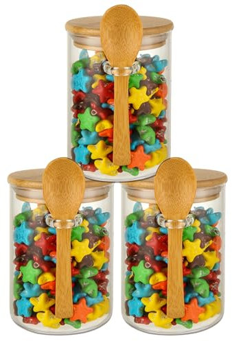 ASelected 4Pcs Glass Jars With Airtight Lid And Spoon 550 Ml Overnight Oats Jars Glass Food Storage Jars Containers Kitchen Spice Jars For Coffee Beans Tea Sugar Spice