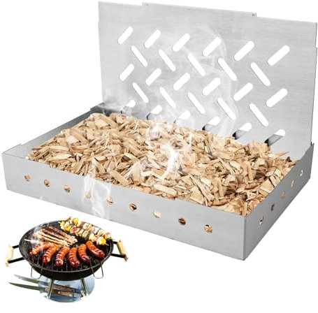 WEGREAT Räucherbox Gasgrill: 21 x 13,5 x 3,5 cm Räucherbox Aus Edelstahl, BBQ Räucherbox, Stabile Räucherbox Räucherbox Gasgrill oder Räucherbox Holzkohlegrill für Holzkohlegrill, Gasgrill BBQ