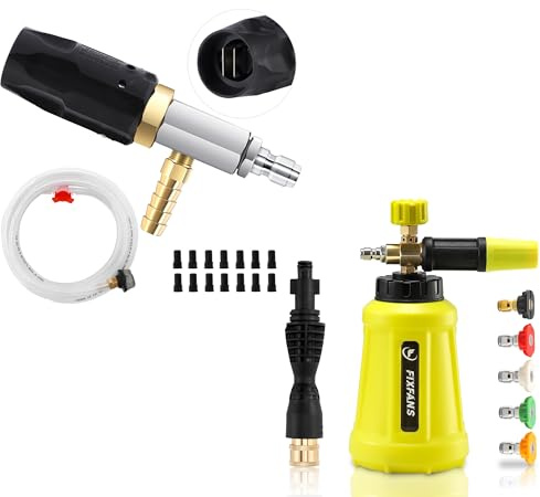 FIXFANS Adjustable Long Range Downstream Injection Nozzle Kit 4-4.5 GPM, Foam Cannon with Replacement Adapter for Portland Husky and Ryobi Pressure Washer
