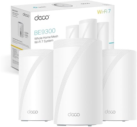 TP-Link WiFi 7 Mesh BE9300 Tri-Bande, 2 Ports 5Gbps, Port 2.5Gbps, MLO, Itinérance Transparente, Contrôle Parental, Compatible avec Toutes Les Box Fibre, WPA3, Deco BE65 Pro(3-Pack)