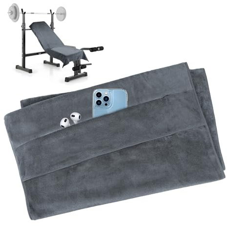 BillyBath Toalla de Fitness de 120 x 50 cm, Toalla Deportiva de Microfibra con Bolsillo con Cremallera para Fitness y Entrenamiento, Toalla de Fitness
