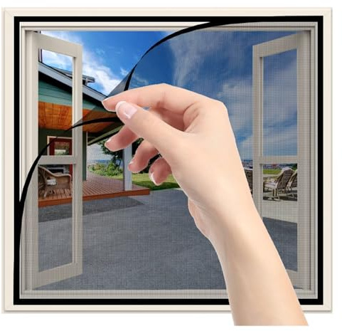 Mosquitera Puerta,Negro W115 x H140cm Malla mosquitera para Ventanas,Malla antimosquitos Adhesiva,Tela mosquiteras de Ventanas,Malla Anti-Insectos