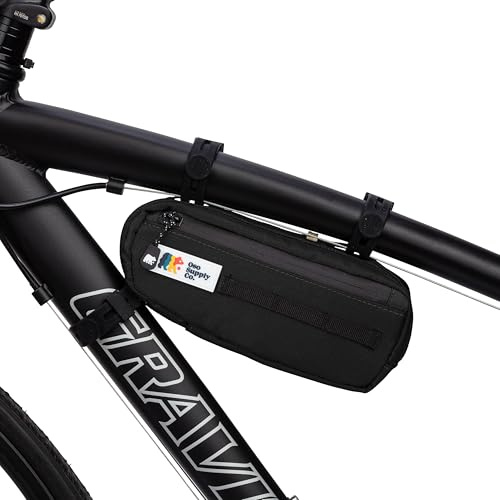 Bike Frame Bag – Waterproof Zippers and Water-Resistant Fabric, Dual Storage Compartments, Adjustable Straps – Fits All Frame Sizes, Perfect for Cycling, Commuting, and Adventure Rides (Black)