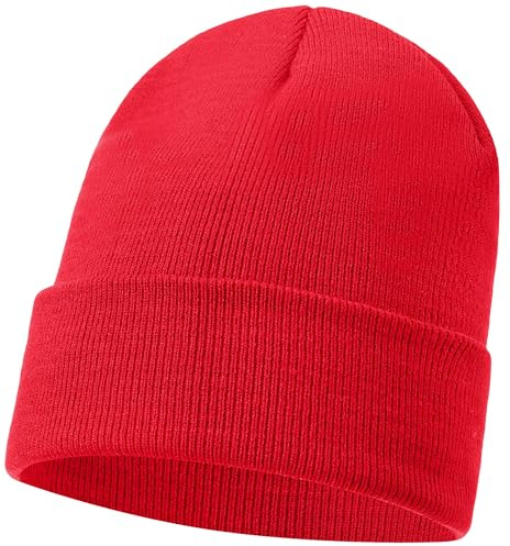 ZARWASKA® Beanie Hat Men Thermal Wooly Skull Cap for Winter Hat for Women & Men Hats & Caps, Running Skullies for Men Women Boys Girls - Fisherman Style | One Size | Red