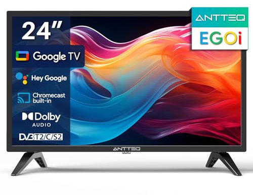 Antteq Egoi Smart TV 24 Pouces(62cm),Bluetooth, Chromecast, Google Assistant,Competible Google APP Store,Youtube/Netflix/Prime Vedio