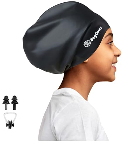 Kids Extra Large Swim Cap for Long Thick Hair Braids and Dreadlocks, Waterproof Silicone Keep Hair Dry Swimming Caps for Toddler Child Youth Girls Bath Pool Shower Cap 1Pack