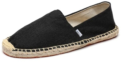 Altxic Herren Komfort Canvas Slip on auf Espadrilles Flache Dunkelschwarz 44 EU