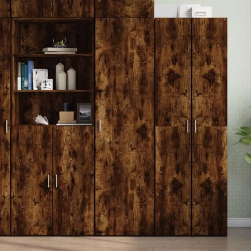 MOBCANT Highboard, Cupboard Kleiderschrank Apothekerschrank Anrichte Geeignet für Küche Schlafzimmer Korridor Wohnbereich Räuchereiche 50x42,5x185 cm Holzwerkstoff